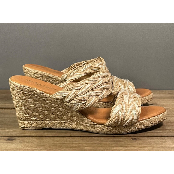 Andre Assous Women's Nolita Woven Espadrille Wedge Heel Sandal Size 41 Natural - Picture 1 of 14